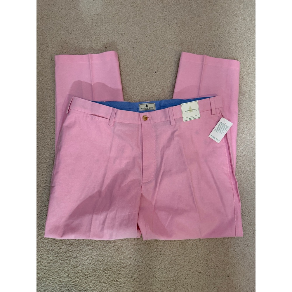 NWT Men's Southern Pines Pink Straight Fit Flat Front Chino Pants Size 40W x 30L